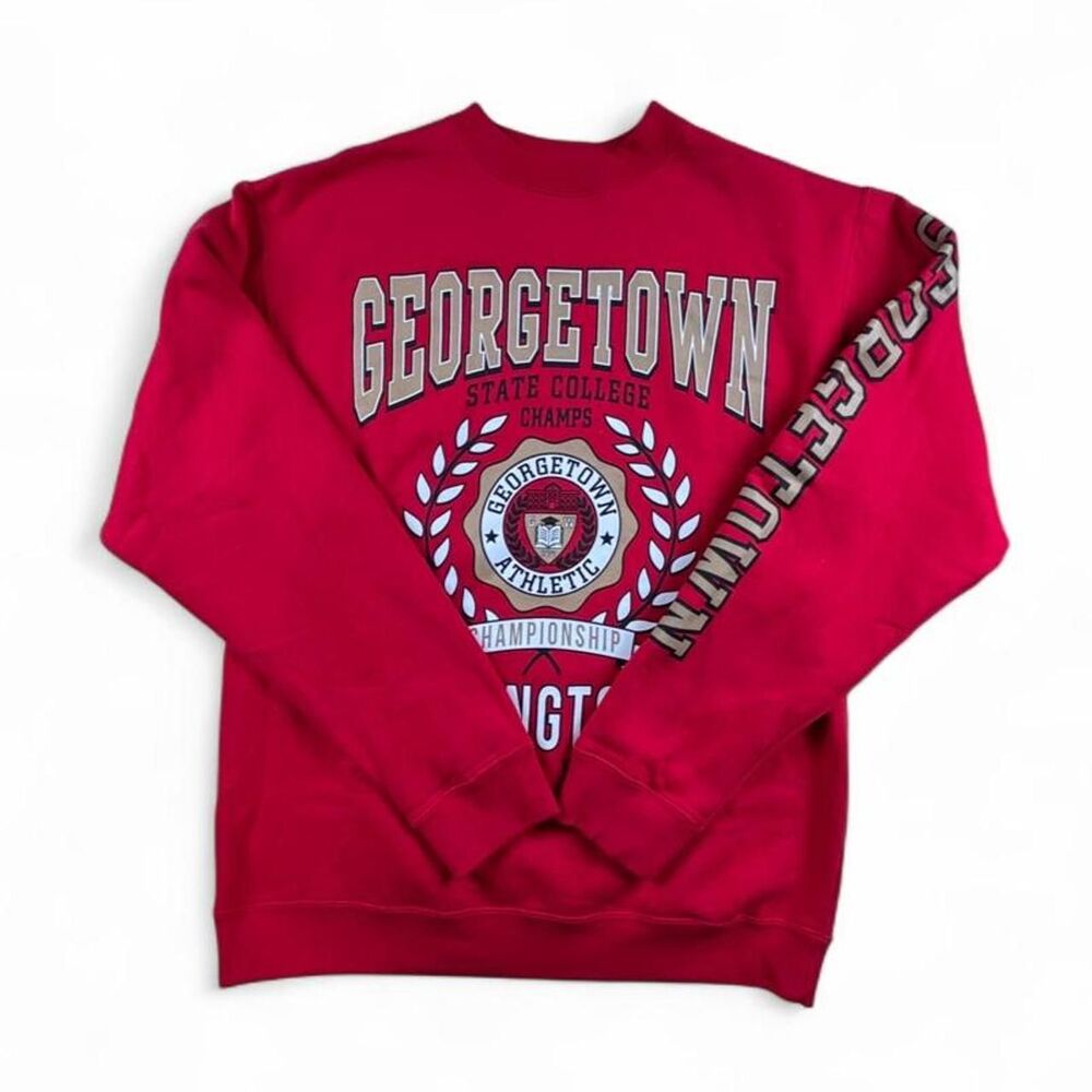 Georgetown State College Red Graphic Crewneck Sweatshirt Size Small Collegiate
